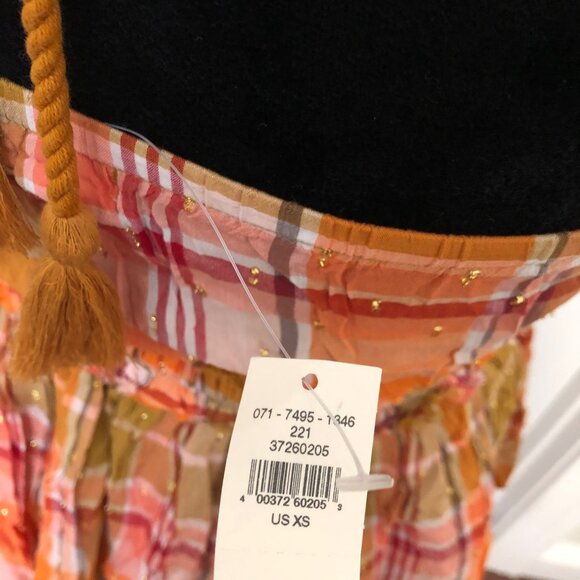 NWT Aerie Plaid Ruffle Mini Dress XS Lurex Thread Tassel Halter Neck – Chic - Picture 2 of 8